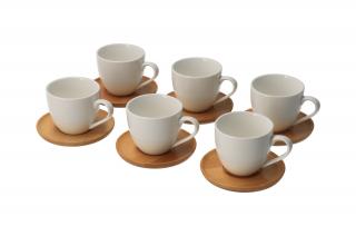 Dřevěný podtácek s porcelánovým hrníčkem 6 ks