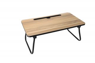 Dřevěný servírovací stolek do postele s kovovými nohami