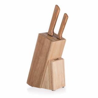 Dřevěný stojan na nože BRILLANTE gumovník - 22 x 17 x 9 cm