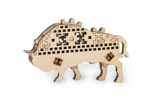 Malé dřevěné mechanické 3D puzzle - Zubr