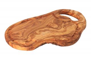 Prkénko z olivového dřeva s úchytem a drážkou 40 cm