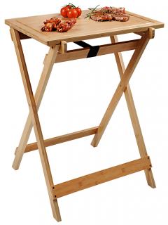 Rozkládací BBQ stolek bambusový - 60 x 45 x 79 cm