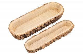 Sada dřevěných truhlíků s kůrou - 2 ks
