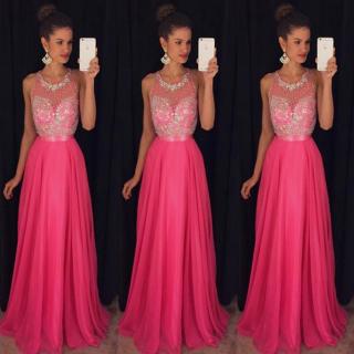 Dámské luxusní plesové dlouhé růžové šaty AKCE Velikost: L