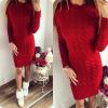 Elegantní pletené teplé šaty červené Velikost: L