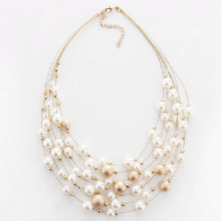 Luxusní náhrdelník s perličkama 2 barvy Barva: Zlatá