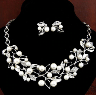 Luxusní set náhrdelník + náušnice 2 barvy Barva: Stříbrná