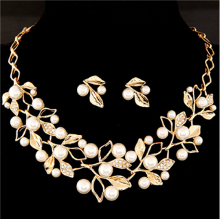 Luxusní set náhrdelník + náušnice 2 barvy Barva: Zlatá