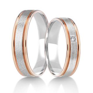Snubní prsteny LR-028 kámen: briliant, šířka: 4,0, zlato: růžové (červené)