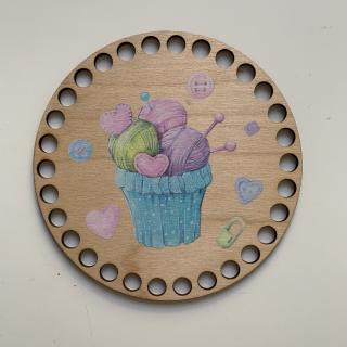 Dřevěné dno 15 cm ke košíku kruh s potiskem Potisk: Pletení v košíku