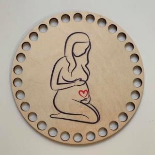Dřevěné dno 15 cm ke košíku kruh s potiskem Potisk: Těhotenství