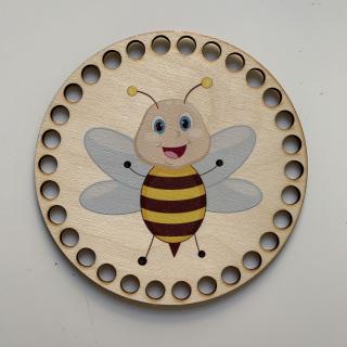 Dřevěné dno 15 cm ke košíku kruh s potiskem Potisk: Včelka
