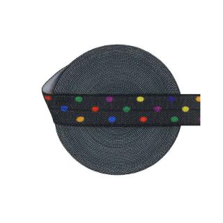 Lemovací pruženka 15 mm různé barvy Barva: Barevné puntíky na černé