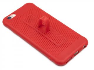 Děrovaný gumový obal s páskem na zadní straně na iPhone 6,6s - Červený