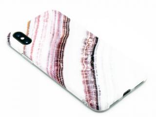 Gumový designový obal na iPhone X,XS s motivem bílorůžový mramor