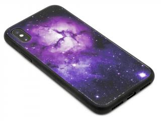 Gumový designový obal na iPhone X,XS s motivem fialový vesmír