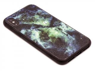 Gumový designový obal na iPhone X,XS s motivem zelený vesmír