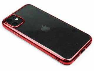 Gumový obal s lesklým rámečkem na iPhone 11 - Červený