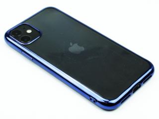 Gumový obal s lesklým rámečkem na iPhone 11 - Modrý