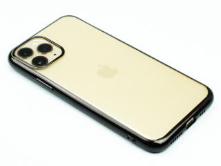 Gumový obal s lesklým rámečkem na iPhone 11 Pro - Černý