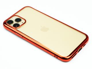 Gumový obal s lesklým rámečkem na iPhone 11 Pro - Červený