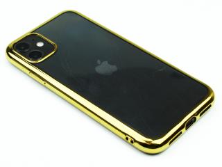 Gumový obal s lesklým rámečkem na iPhone 11 - Zlatý