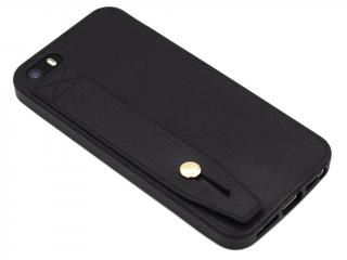 Gumový obal s páskem na zadní straně na iPhone 5,5s,SE - Černý