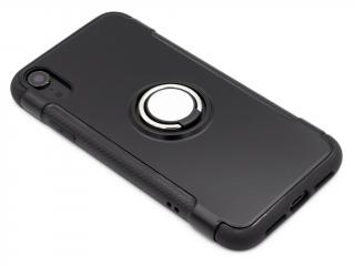 Gumový obal s prstýnkem na prst na iPhone XR - Černý