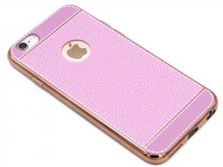 Gumový obal s TPU koženými zády na iPhone 6,6s - Růžový