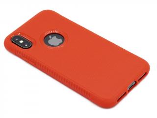 Gumový vroubkovaný obal s výřezem na logo na iPhone X,XS - Červený