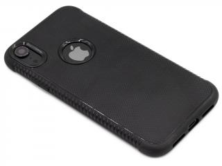 Gumový vroubkovaný obal s výřezem na logo na iPhone XR - Černý