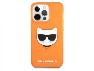 Karl Lagerfeld TPU Choupette Head Case iPhone 13 Pro Fluo - Oranžový
