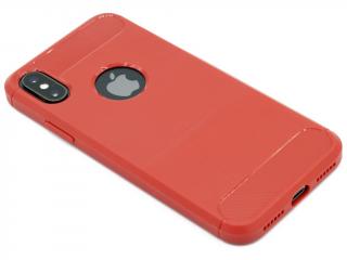 Odolný gumový obal na iPhone X,XS s výřezem na logo - Červený