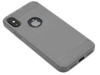 Odolný gumový obal na iPhone X,XS s výřezem na logo - Šedý