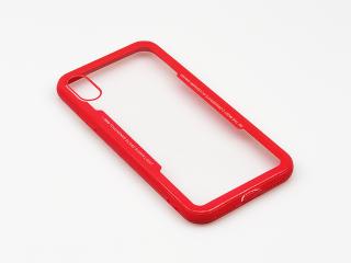 Průhledný obal s gumovým rámečkem pro iPhone X,XS - Červený