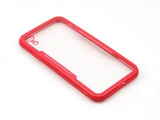 Průhledný obal s gumovým rámečkem pro iPhone XR - Červený