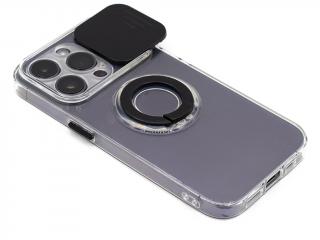 Průhledný obal s krytkou fotoaparátu na iPhone 14 Pro Max - Černý