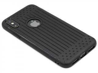 Pruhovaný, gumový obal s výřezem na logo na iPhone X,XS - Černý