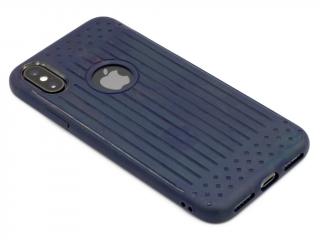 Pruhovaný, gumový obal s výřezem na logo na iPhone X,XS - Modrý