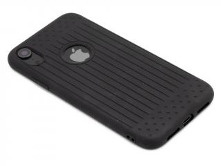 Pruhovaný, gumový obal s výřezem na logo na iPhone XR - Černý