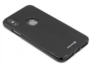 SWISSTEN gumový obal s výřezem na logo na iPhone X,XS - Černý