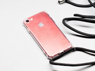 TPU gumový obal na iPhone 7, 8, SE 2020 (2022) se šňůrkou - Průhledný