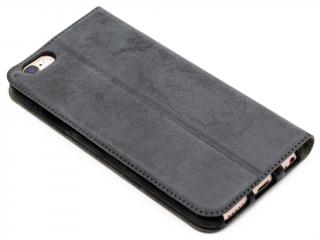 TPU kožený obal zavírací kniha na iPhone 6,6s - Černý