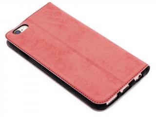 TPU kožený obal zavírací kniha na iPhone 6,6s - Růžový