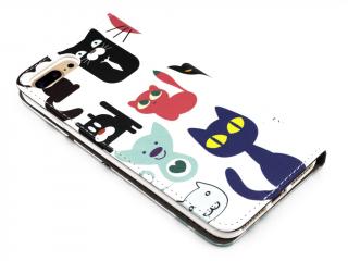 TPU kožený obal zavírací kniha na iPhone 7,8 - PLUS s motivem Koček