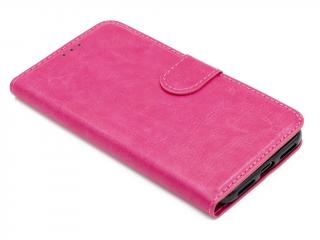TPU kožený obal zavírací kniha na iPhone X,XS - Růžový