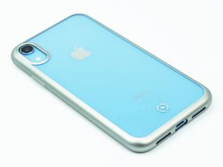 TPU pouzdro CELLY Laser - lemování s matným kovovým efektem pro Apple iPhone XR, stříbrné