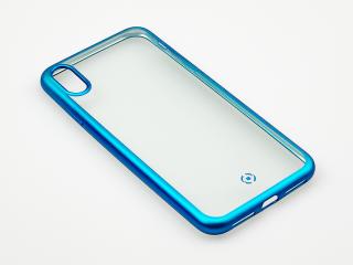 TPU pouzdro CELLY Laser - lemování s matným kovovým efektem pro Apple iPhone XS Max, modré