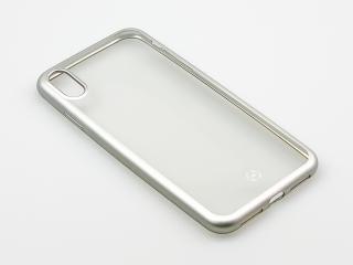 TPU pouzdro CELLY Laser - lemování s matným kovovým efektem pro Apple iPhone XS Max, stříbrné