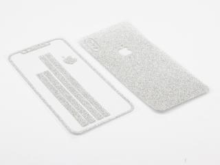 Třpytivá fólie 2v1 na iPhone X, iPhone XS - Stříbrná